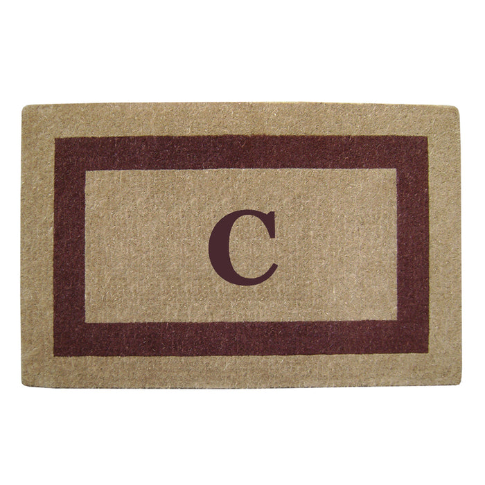 Heavy Duty Coir Door Mat Single Picture Frame, Monogram C - Brown 30" x 48"