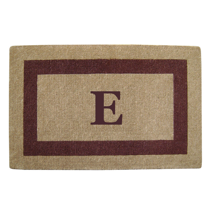 Heavy Duty Coir Door Mat Single Picture Frame, Monogram E - Brown 30" x 48"