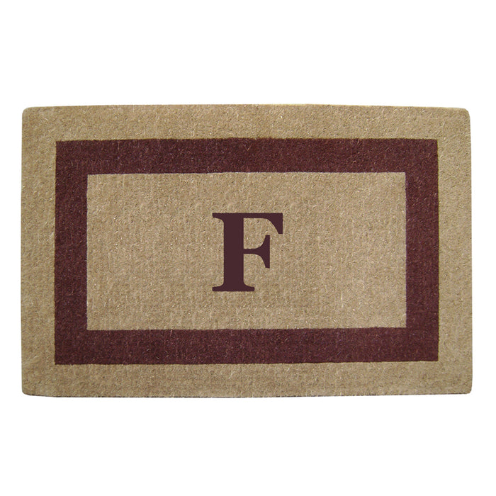 Heavy Duty Coir Door Mat Single Picture Frame, Monogram F - Brown 30" x 48"