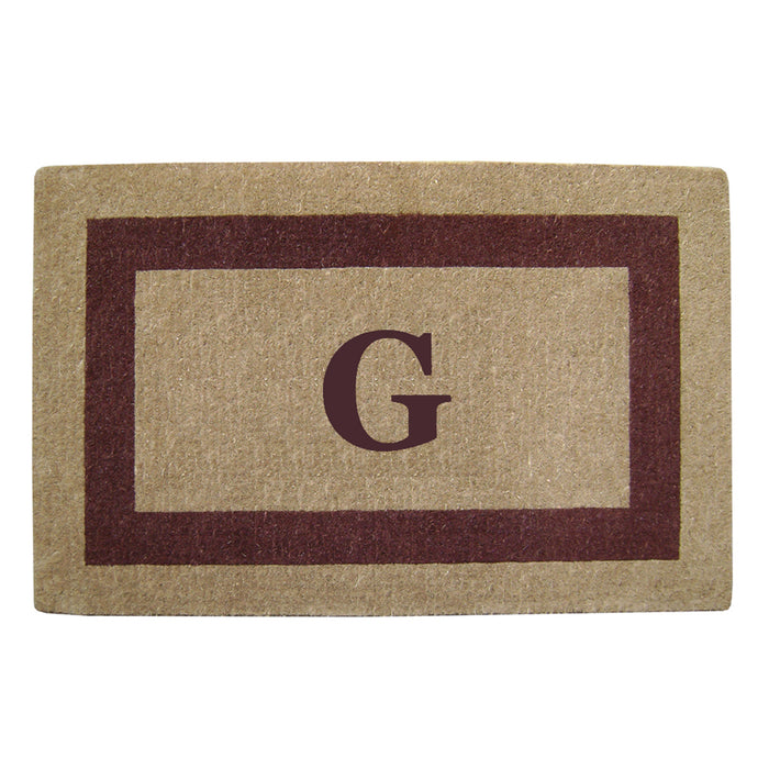 Heavy Duty Coir Door Mat Single Picture Frame, Monogram G - Brown 30" x 48"