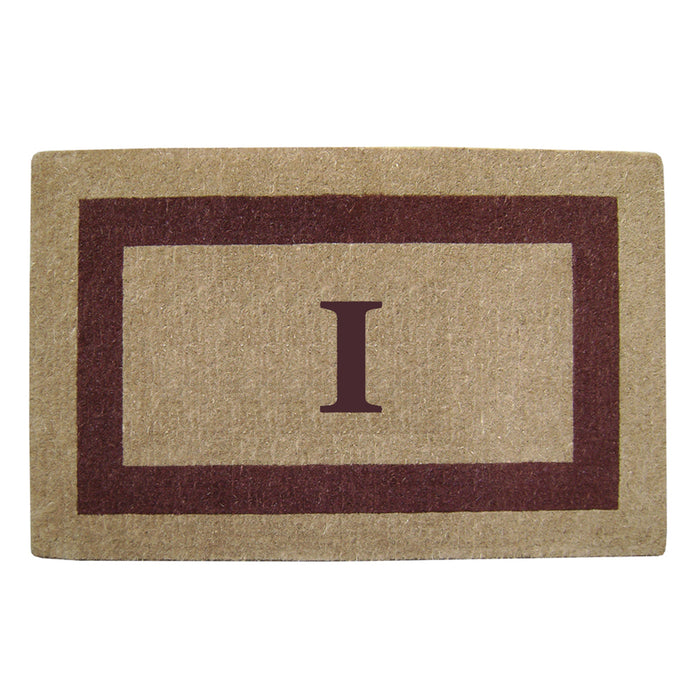 Heavy Duty Coir Door Mat Single Picture Frame, Monogram I - Brown 30" x 48"