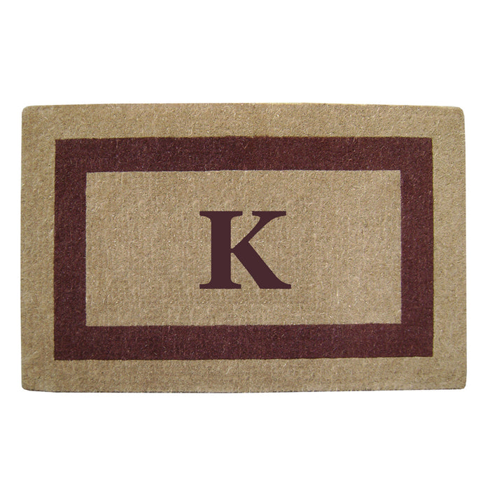 Heavy Duty Coir Door Mat Single Picture Frame, Monogram K - Brown 30" x 48"