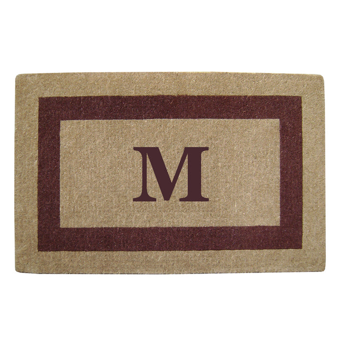 Heavy Duty Coir Door Mat Single Picture Frame, Monogram M - Brown 30" x 48"