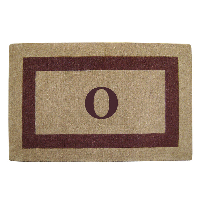 Heavy Duty Coir Door Mat Single Picture Frame, Monogram O - Brown 30" x 48"