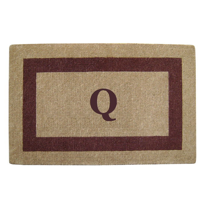 Heavy Duty Coir Door Mat Single Picture Frame, Monogram Q - Brown 30" x 48"