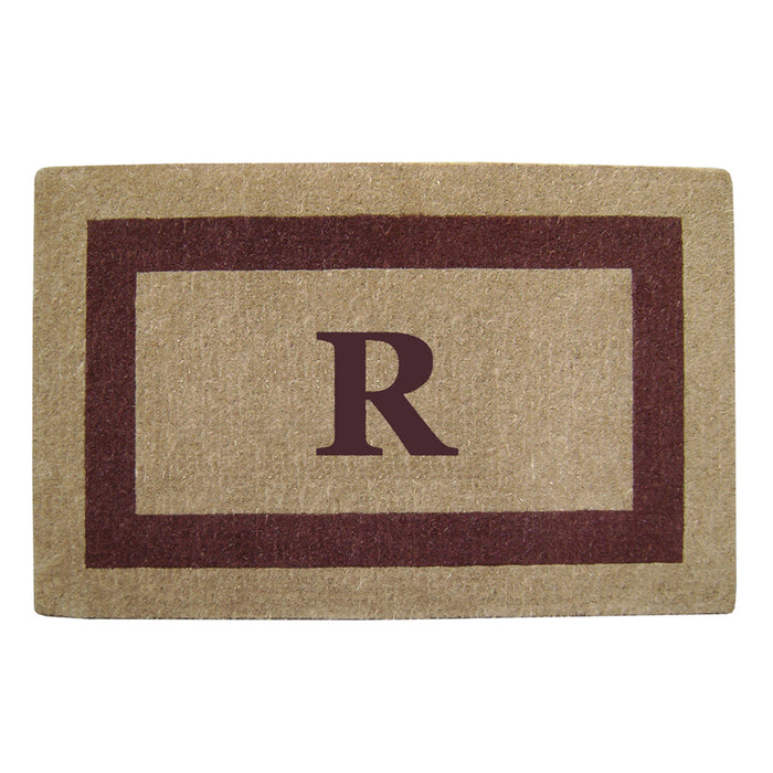 Heavy Duty Coir Door Mat Single Picture Frame, Monogram R - Brown 30" x 48"