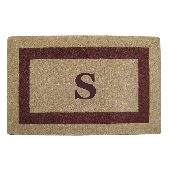 Heavy Duty Coir Door Mat Single Picture Frame, Monogram S - Brown 30" x 48"