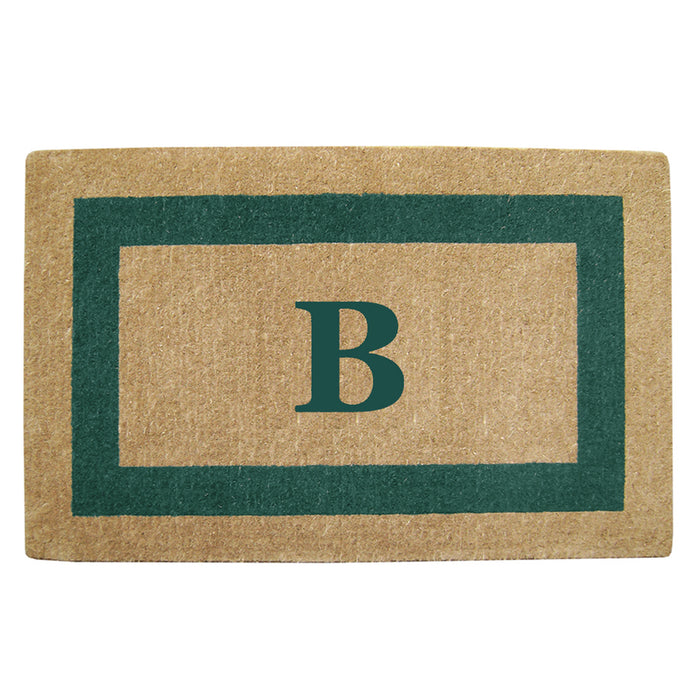 Heavy Duty Coir Door Mat Single Picture Frame, Monogram B - Green 30" x 48"