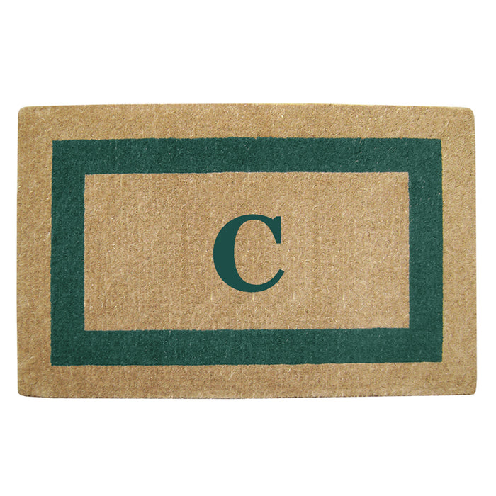 Heavy Duty Coir Door Mat Single Picture Frame, Monogram C - Green 30" x 48"