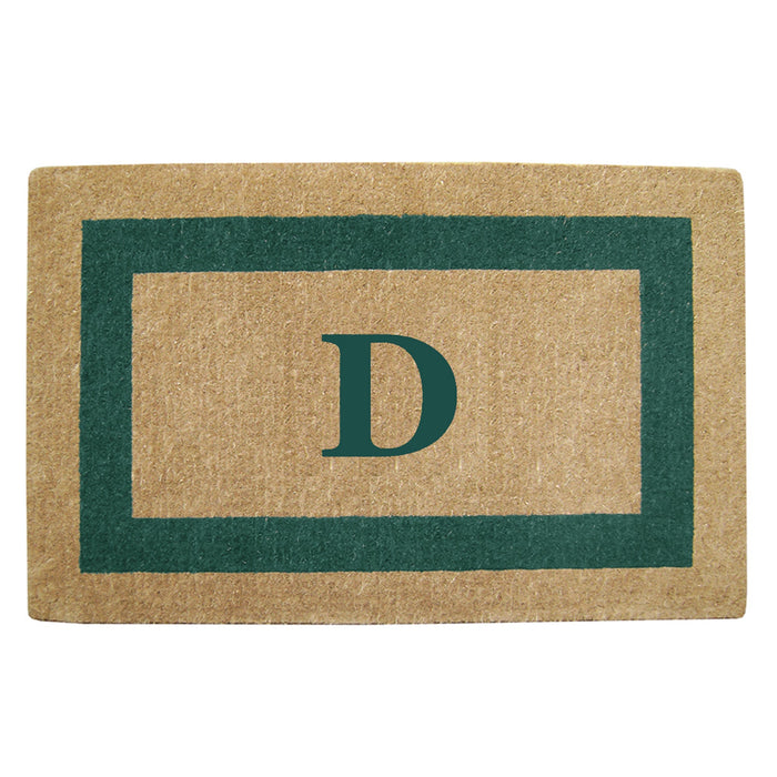 Heavy Duty Coir Door Mat Single Picture Frame, Monogram - Green 30" x 48"