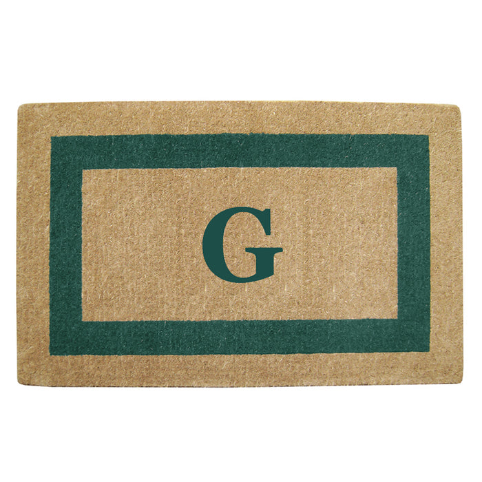 Heavy Duty Coir Door Mat Single Picture Frame, Monogram G - Green 30" x 48"