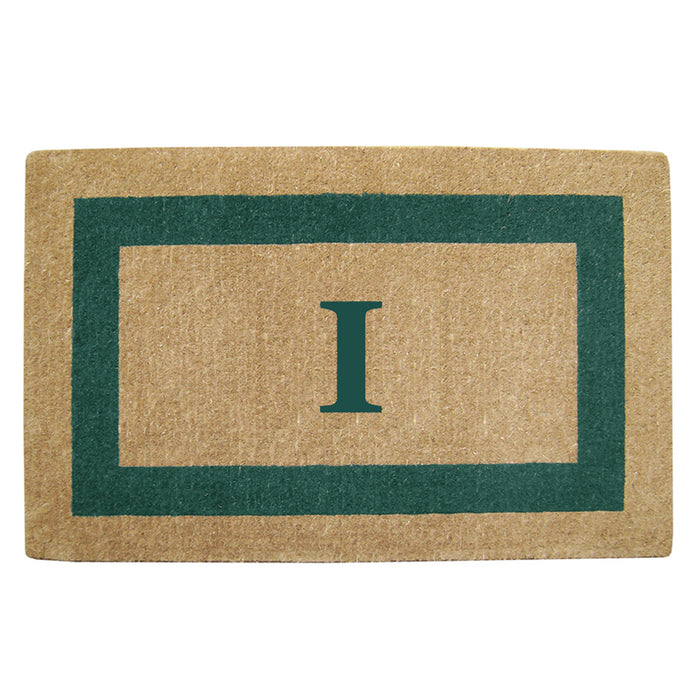 Heavy Duty Coir Door Mat Single Picture Frame, Monogram I - Green 30" x 48"