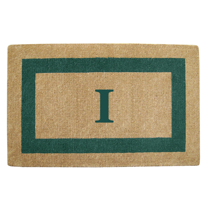Heavy Duty Coir Door Mat Single Picture Frame, Monogram - Green 30" x 48"