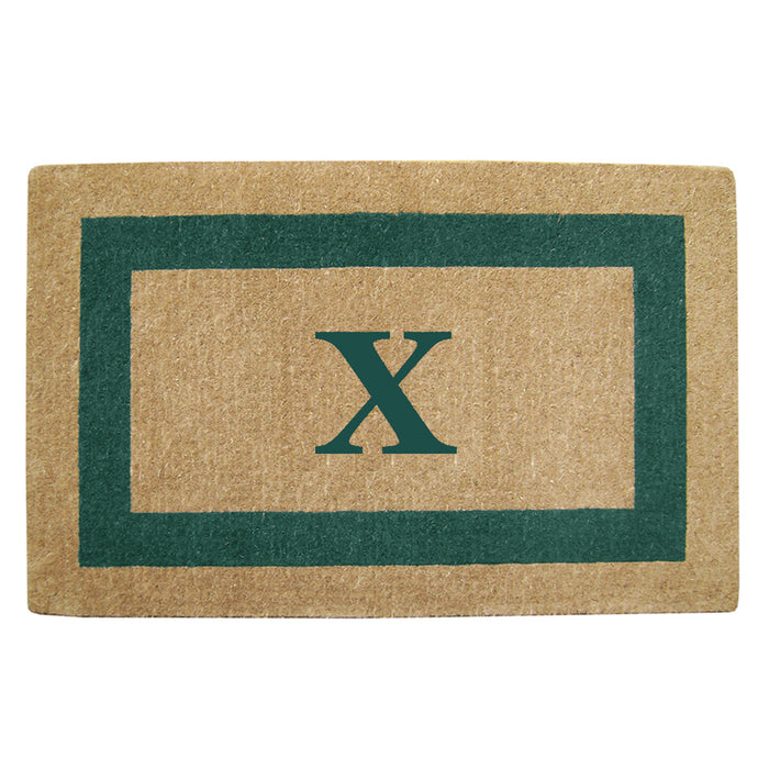 Heavy Duty Coir Door Mat Single Picture Frame, Monogram X - Green 30" x 48"