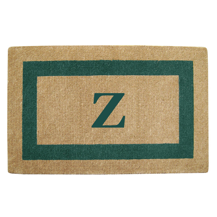 Heavy Duty Coir Door Mat Single Picture Frame, Monogram Z - Green 30" x 48"