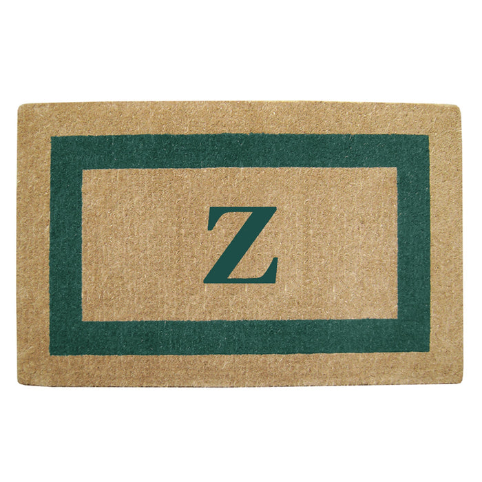 Heavy Duty Coir Door Mat Single Picture Frame, Monogram - Green 30" x 48"