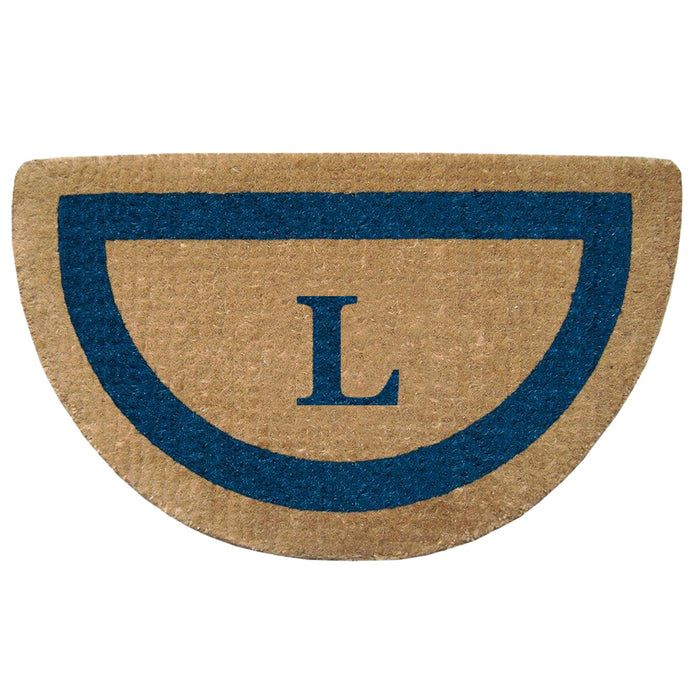 Heavy Duty Coir Door Mat Single Picture Frame, Monogram L - Blue 22" x 36"