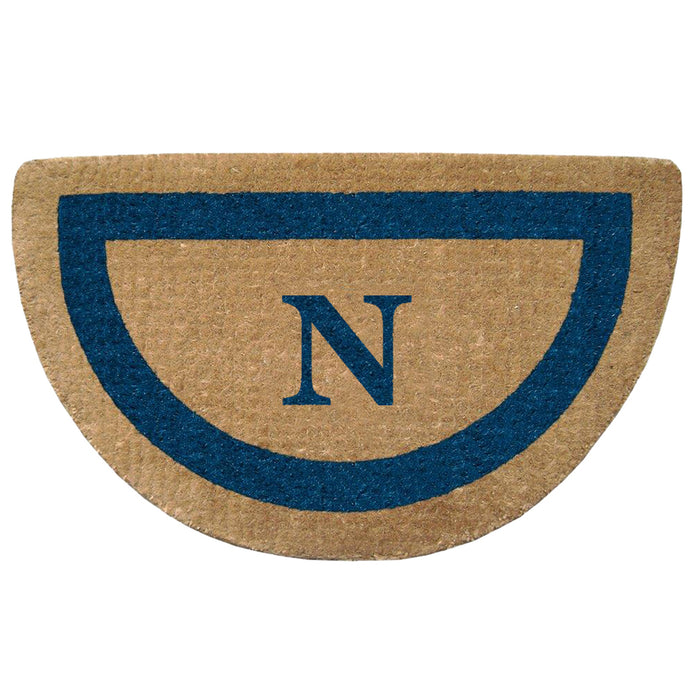 Heavy Duty Coir Door Mat Single Picture Frame, Monogram N - Blue 22" x 36"