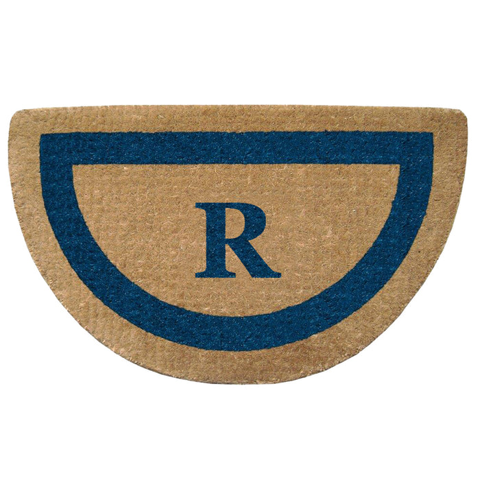 Heavy Duty Coir Door Mat Single Picture Frame, Monogram R - Blue 22" x 36"