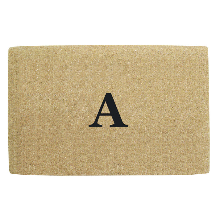 Heavy Duty Coir Door Mat No Border, Monogram A - Black 30" x 48"