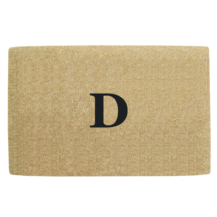 Heavy Duty Coir Door Mat No Border, Monogram D - Black 30" x 48"