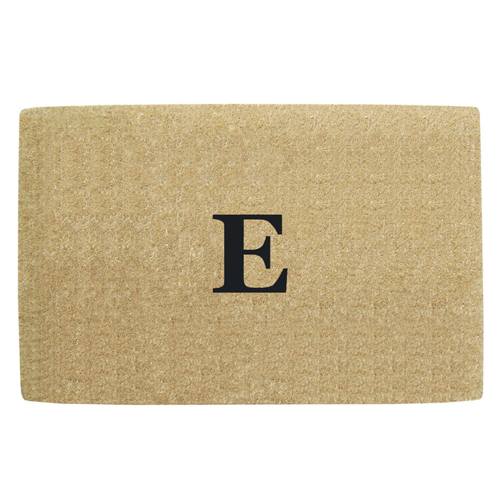 Heavy Duty Coir Door Mat No Border, Monogram E - Black 30" x 48"