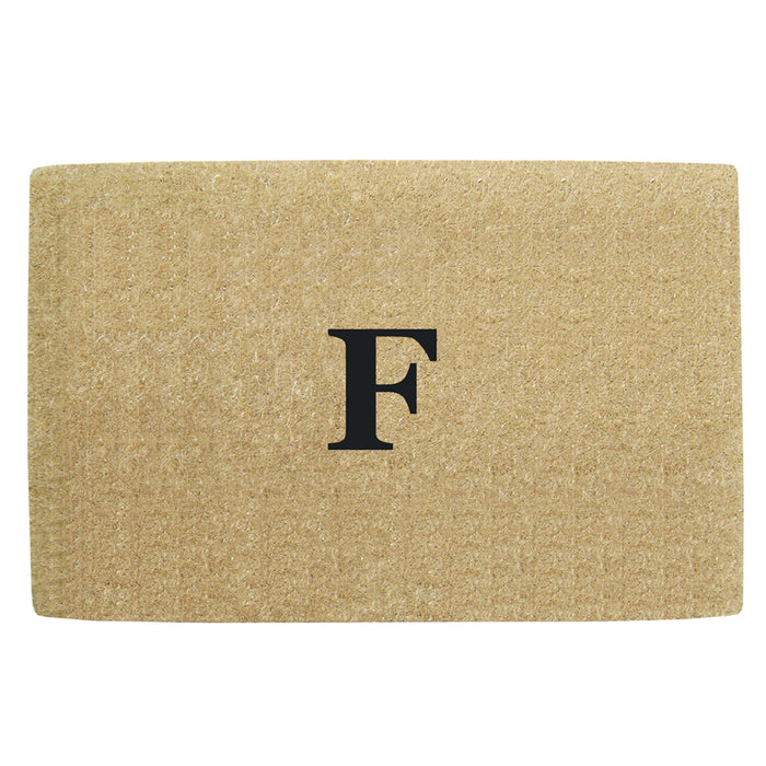 Heavy Duty Coir Door Mat No Border, Monogram F - Black 30" x 48"