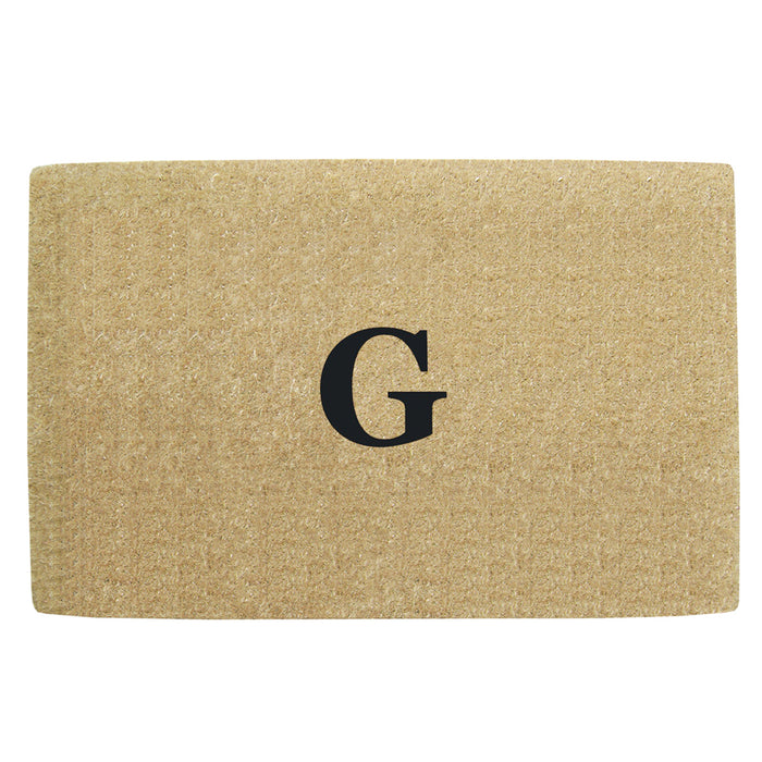 Heavy Duty Coir Door Mat No Border, Monogram G - Black 30" x 48"