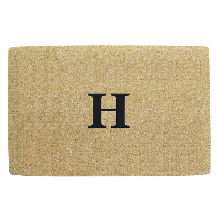 Heavy Duty Coir Door Mat No Border, Monogram H - Black 30" x 48"