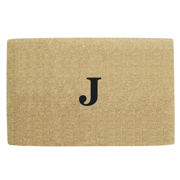 Heavy Duty Coir Door Mat No Border, Monogram J - Black 30" x 48"