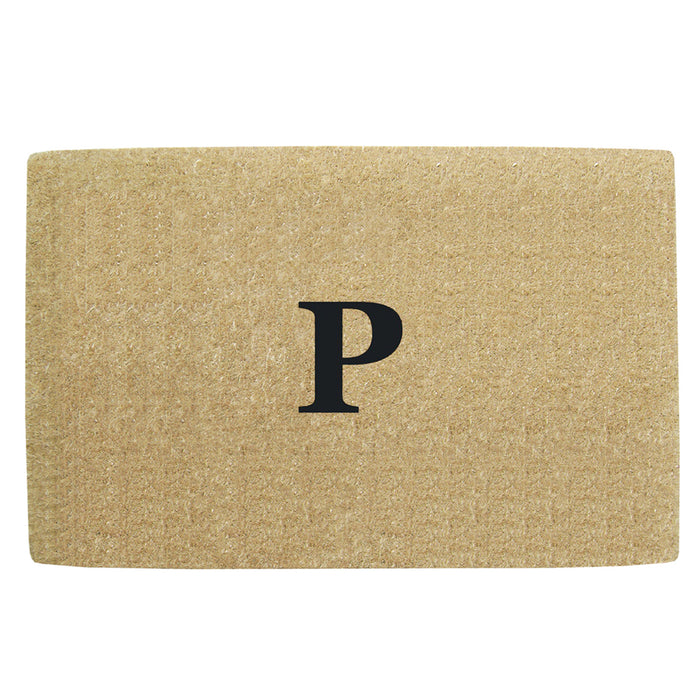 Heavy Duty Coir Door Mat No Border, Monogram P - Black 30" x 48"