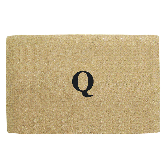 Heavy Duty Coir Door Mat No Border, Monogram Q - Black 30" x 48"