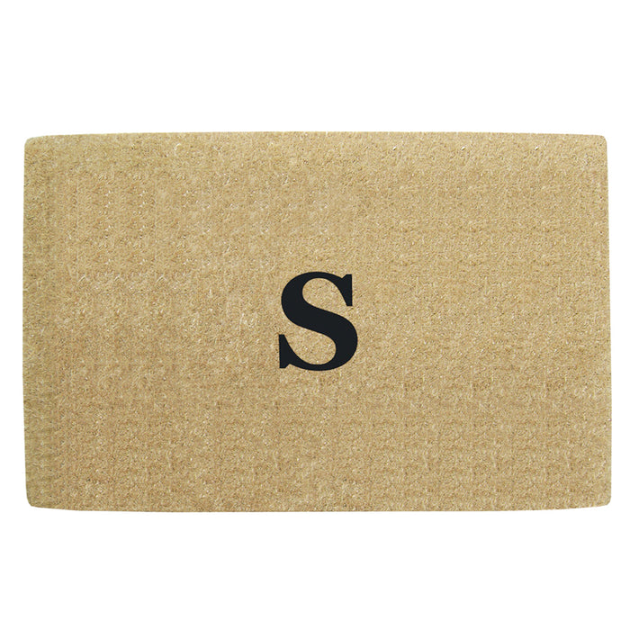 Heavy Duty Coir Door Mat No Border, Monogram S - Black 30" x 48"