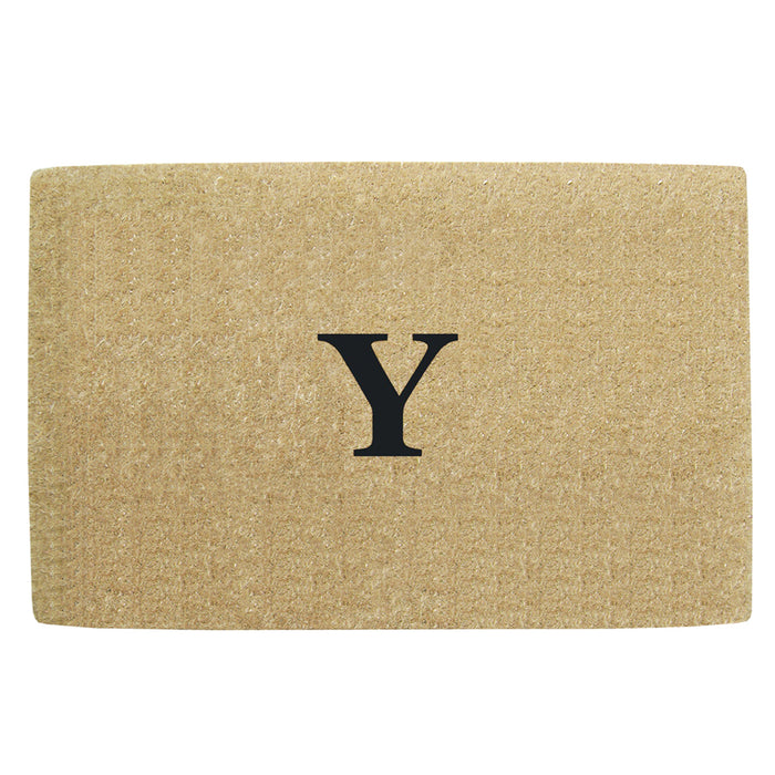 Heavy Duty Coir Door Mat No Border, Monogram Y - Black 30" x 48"