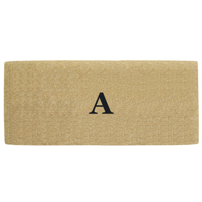 Heavy Duty Coir Door Mat No Border, Monogram A - Black 24" x 57"