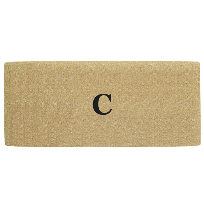 Heavy Duty Coir Door Mat No Border, Monogram C - Black 24" x 57"