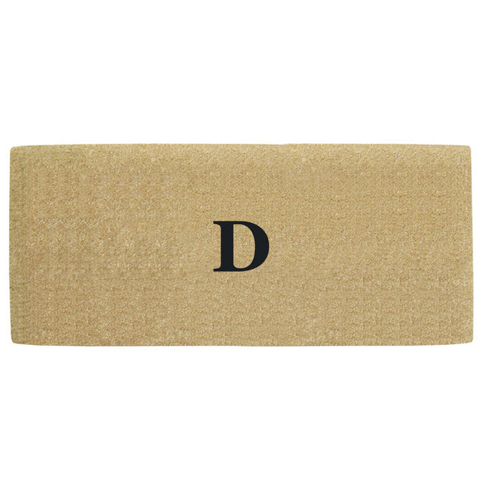 Heavy Duty Coir Door Mat No Border, Monogram D - Black 24" x 57"