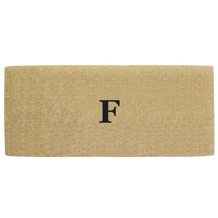 Heavy Duty Coir Door Mat No Border, Monogram F - Black 24" x 57"