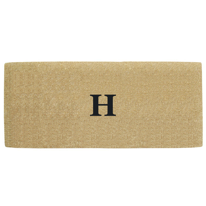 Heavy Duty Coir Door Mat No Border, Monogram H - Black 24" x 57"