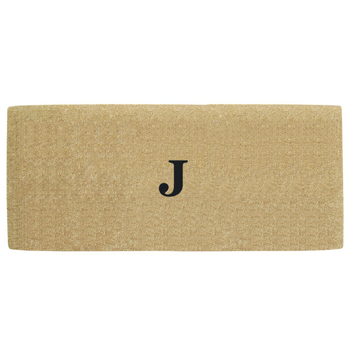 Heavy Duty Coir Door Mat No Border, Monogram J - Black 24" x 57"