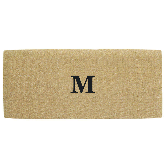 Heavy Duty Coir Door Mat No Border, Monogram M - Black 24" x 57"