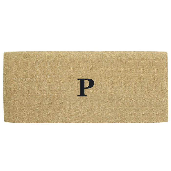 Heavy Duty Coir Door Mat No Border, Monogram P - Black 24" x 57"