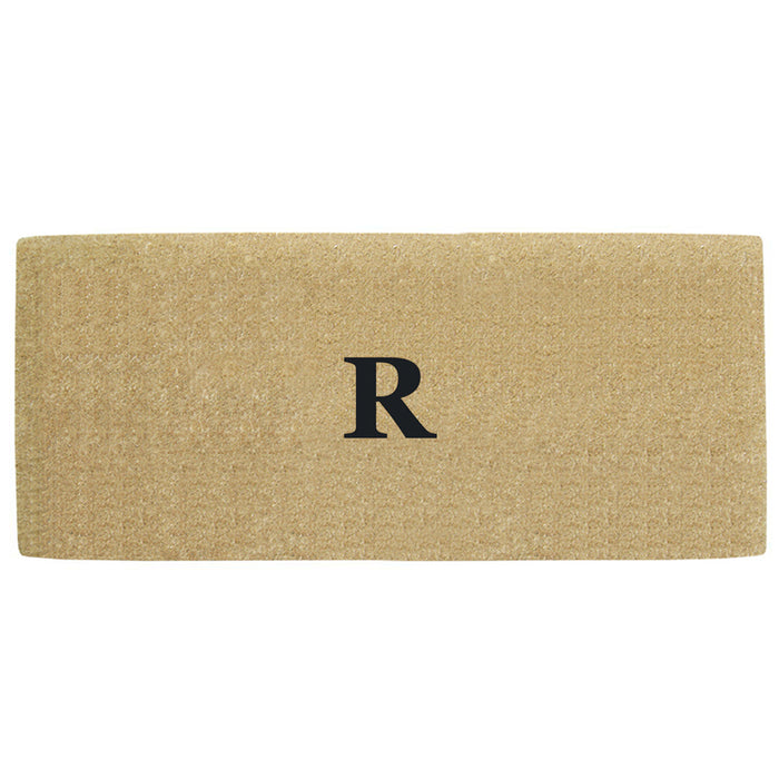 Heavy Duty Coir Door Mat No Border, Monogram R - Black 24" x 57"