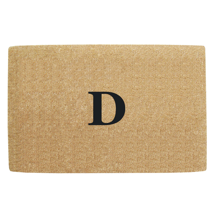 Heavy Duty Coir Door Mat No Border, Monogram D - Black 38" x 60"