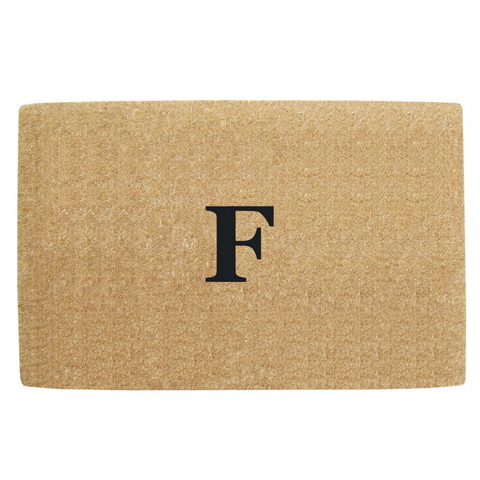 Heavy Duty Coir Door Mat No Border, Monogram F - Black 38" x 60"