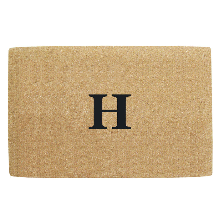 Heavy Duty Coir Door Mat No Border, Monogram H - Black 38" x 60"