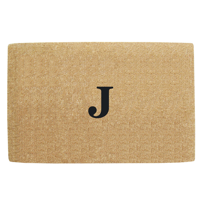 Heavy Duty Coir Door Mat No Border, Monogram J - Black 38" x 60"