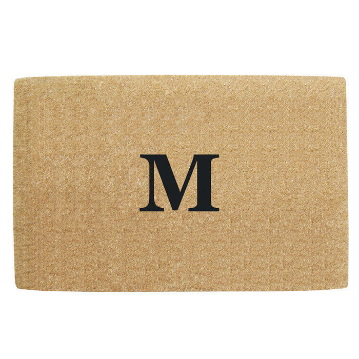 Heavy Duty Coir Door Mat No Border, Monogram M - Black 38" x 60"