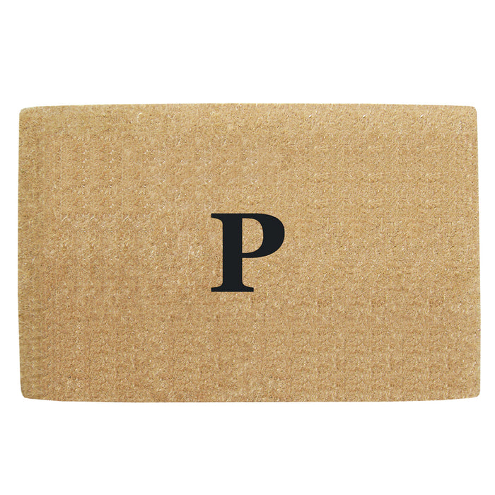 Heavy Duty Coir Door Mat No Border, Monogram P - Black 38" x 60"