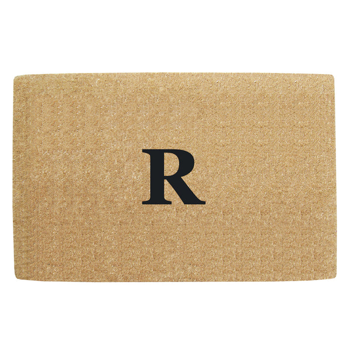 Heavy Duty Coir Door Mat No Border, Monogram R - Black 38" x 60"